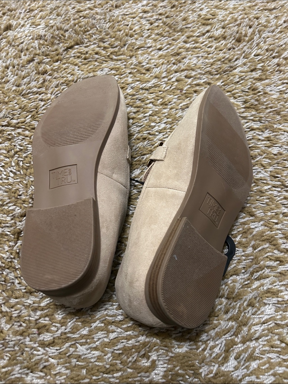 Time and Tru Beige Suede Loafers with Gold Bit - Picture 3 of 4
